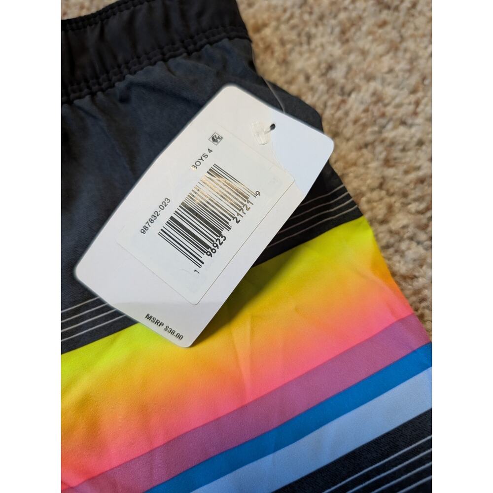 HURLEY BOYS Toddler swim suit/board shorts; NWT; Colorful stripes, 4T; UPF 50 - Picture 6 of 11